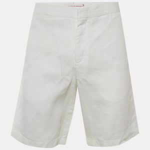 Orlebar Brown White Linen Norwich Shorts L, Clothing - Luxury Closet