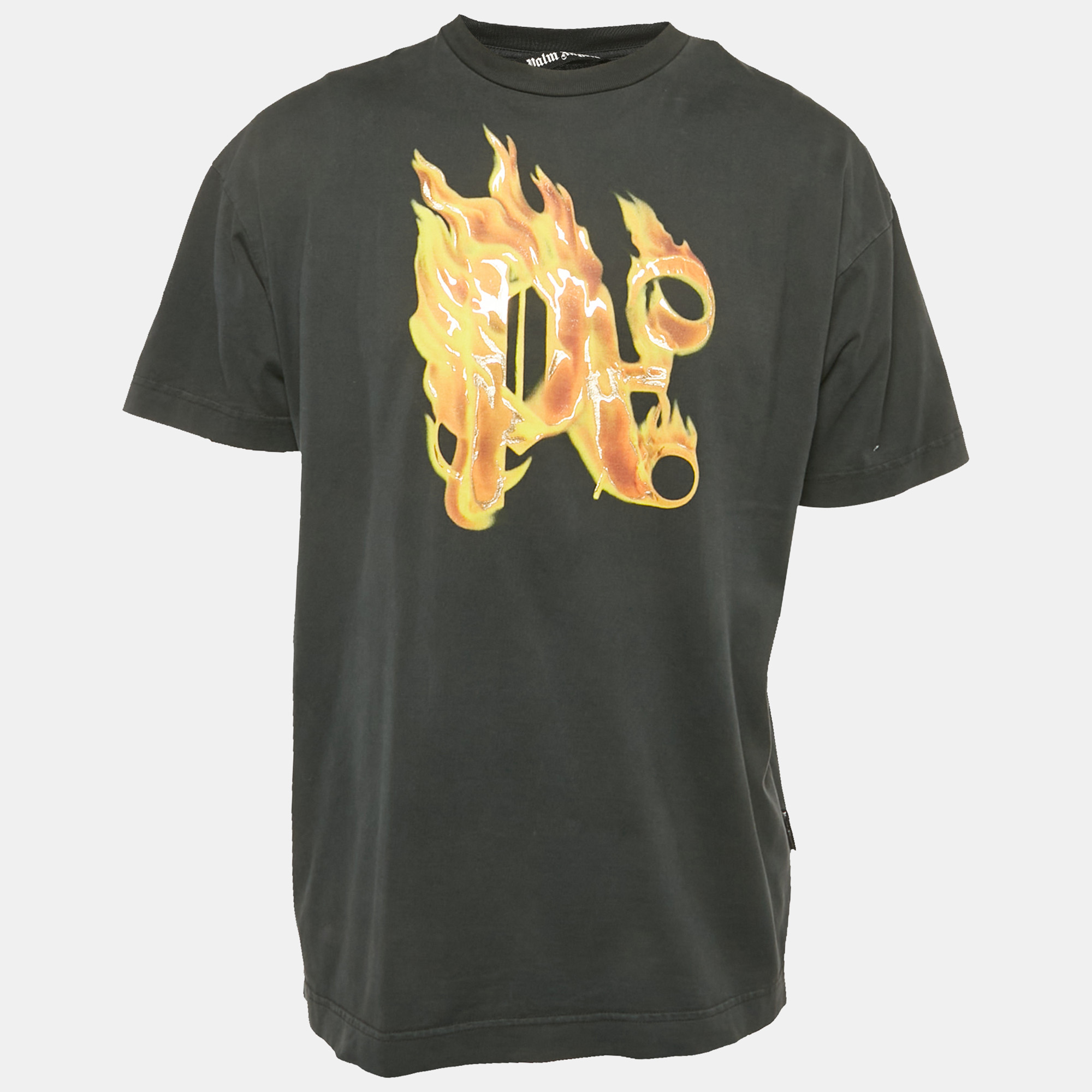Palm Angels Black Buring Monogram Print Jersey T-Shirt S, Shirts & Tops - Luxury Closet