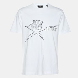 Plein Sport White Jersey Logo Print T-Shirt M, Shirts & Tops - Luxury Closet