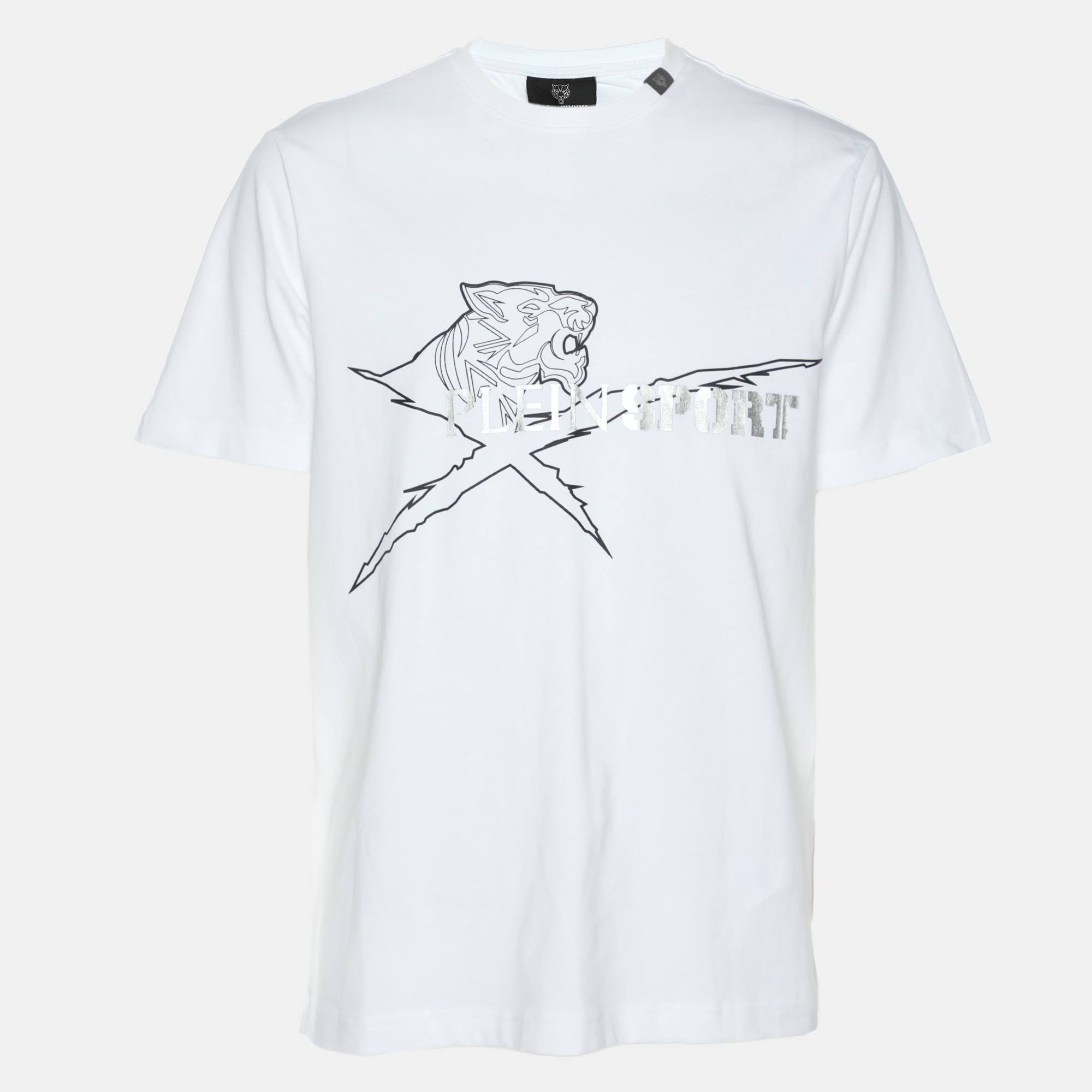 Plein Sport White Jersey Logo Print T-Shirt M, Shirts & Tops - Luxury Closet