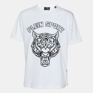 Plein Sport White Jersey Tiger Print T-Shirt L, Shirts & Tops - Luxury Closet