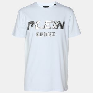 Plein Sport White/Silver Jersey Logo T-Shirt L, Shirts & Tops - Luxury Closet
