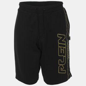 Plein Sport Black/Gold Jersey Logo Print Shorts XL, Clothing - Luxury Closet