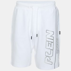 Plein Sport White Jersey Logo Printed Short M, Clothing - Luxury Closet