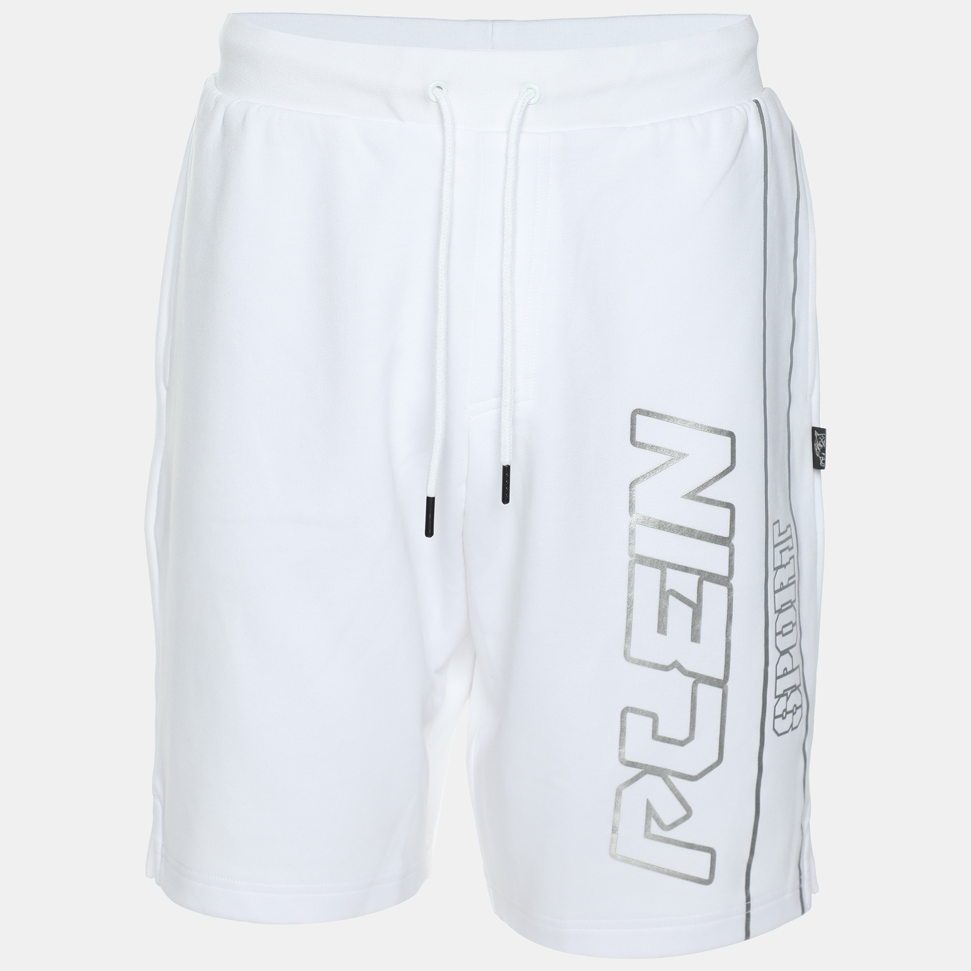 Plein Sport White Jersey Logo Printed Short M, Clothing - Luxury Closet