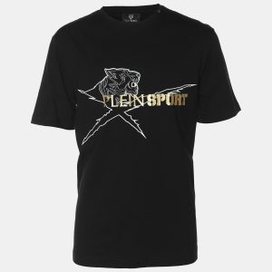 Plein Sport Black Jersey Logo Print T-Shirt L, Shirts & Tops - Luxury Closet