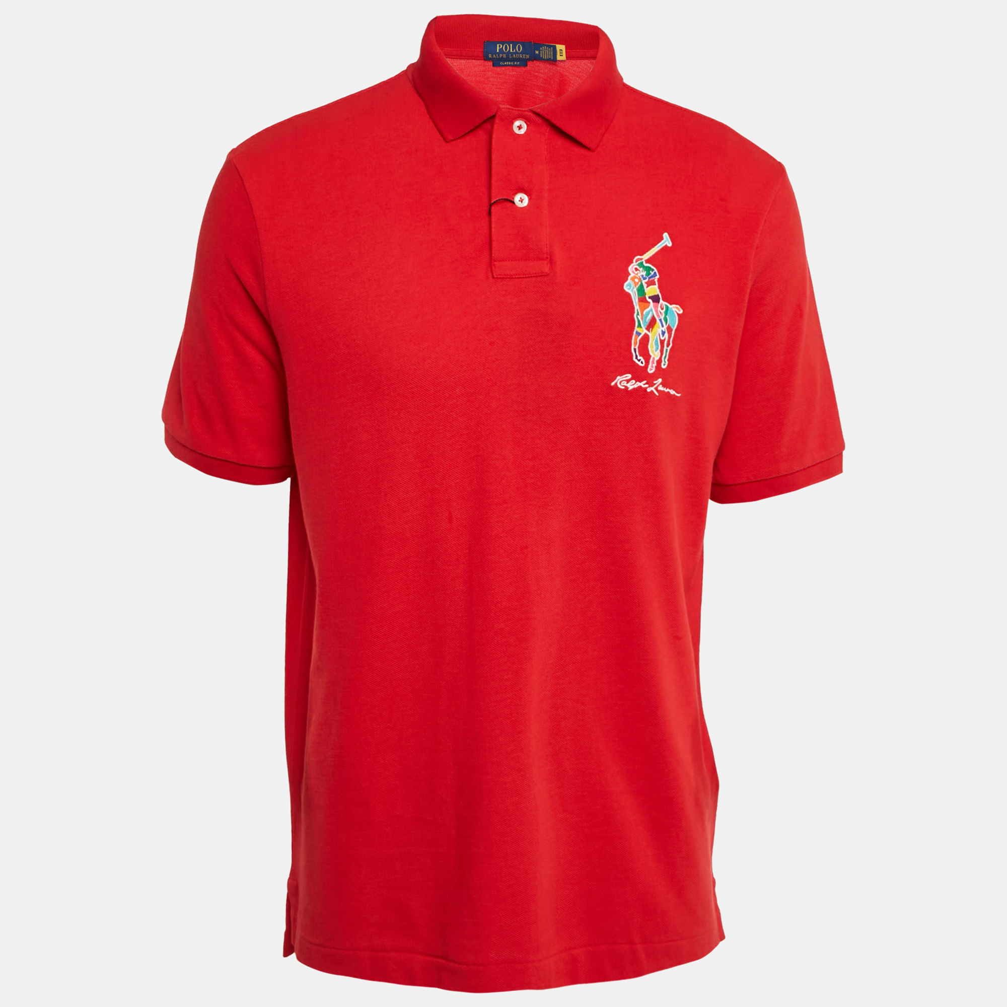 Polo Ralph Lauren Red Embroidered Cotton Pique Classic Fit Polo T-Shirt M, Shirts & Tops - Luxury Closet