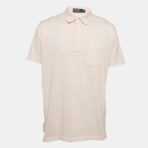 Polo Ralph Lauren Carmel Pink Stripe Cotton Polo T-Shirt XL, Shirts & Tops - Luxury Closet