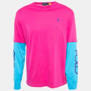 Polo Ralph Lauren Pink/Blue Cotton Classic Fit Long Sleeve T-Shirt M, Shirts & Tops - Luxury Closet