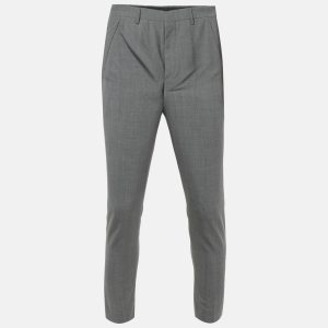Prada Grey Wool Buttoned Straight Fit Trouser XS, Pants - Luxury Closet