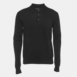 Prada Black Cotton Knit Collared Sweatshirt M, Sweaters & Cardigans - Luxury Closet