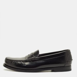 Prada Size 41 Black Brushed Leather Penny Loafers, Loafers & Slip-Ons - Luxury Closet