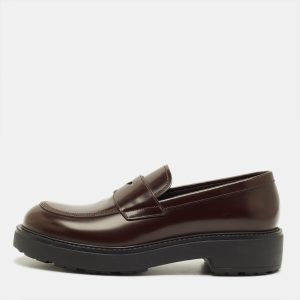 Prada Size 42 Dark Brown Leather Penny Loafers, Loafers & Slip-Ons - Luxury Closet