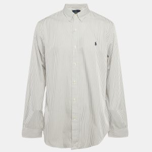 Ralph Lauren Grey Stripe Stretch Cotton Long Sleeve Slim Fit Sport Shirt XL, Shirts & Tops - Luxury Closet