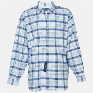 Ralph Lauren Blue Checkered Cotton Button Front Shirt 3XB/3XL, Shirts & Tops - Luxury Closet