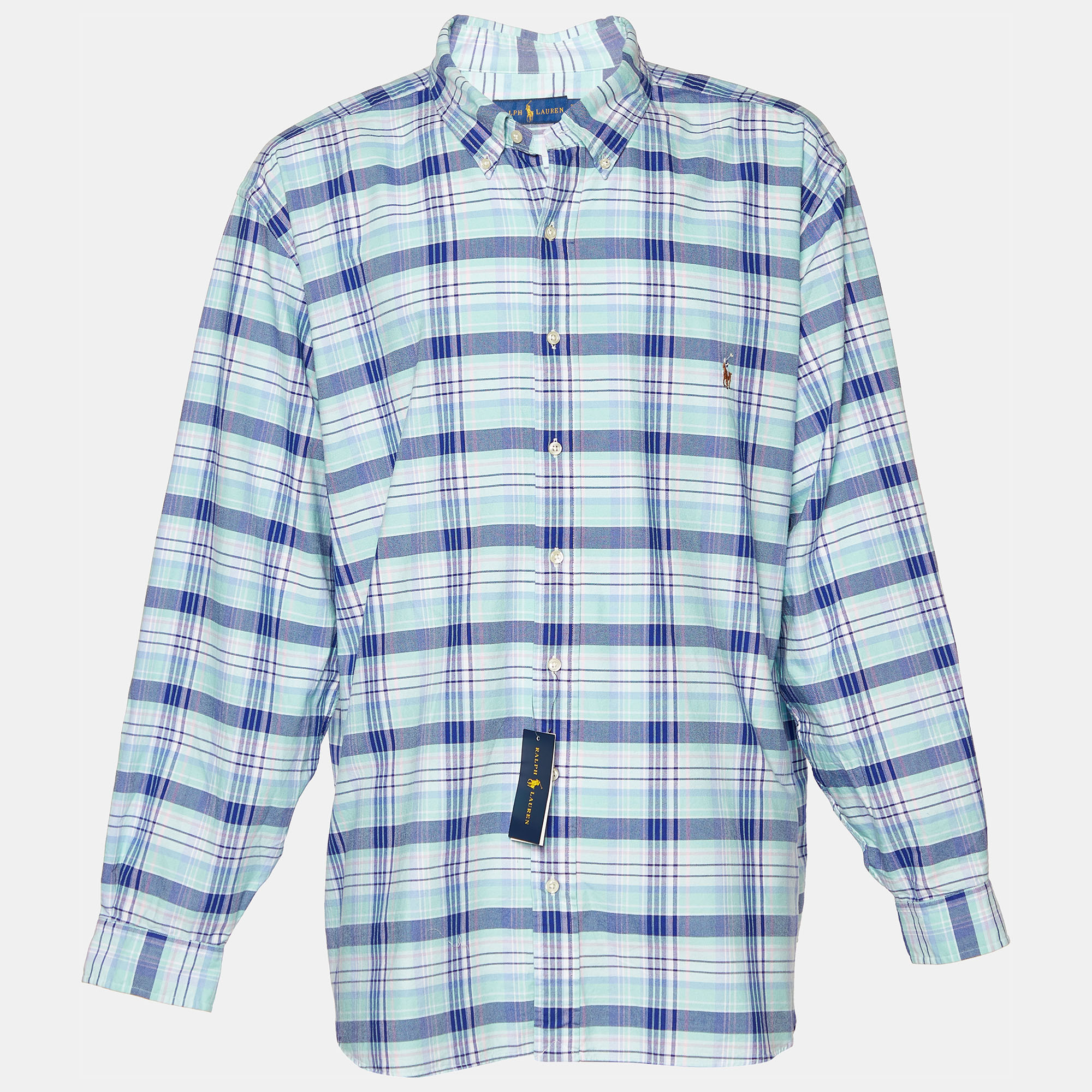 Ralph Lauren Blue Checkered Cotton Button Front Shirt 3XB/3XL, Shirts & Tops - Luxury Closet