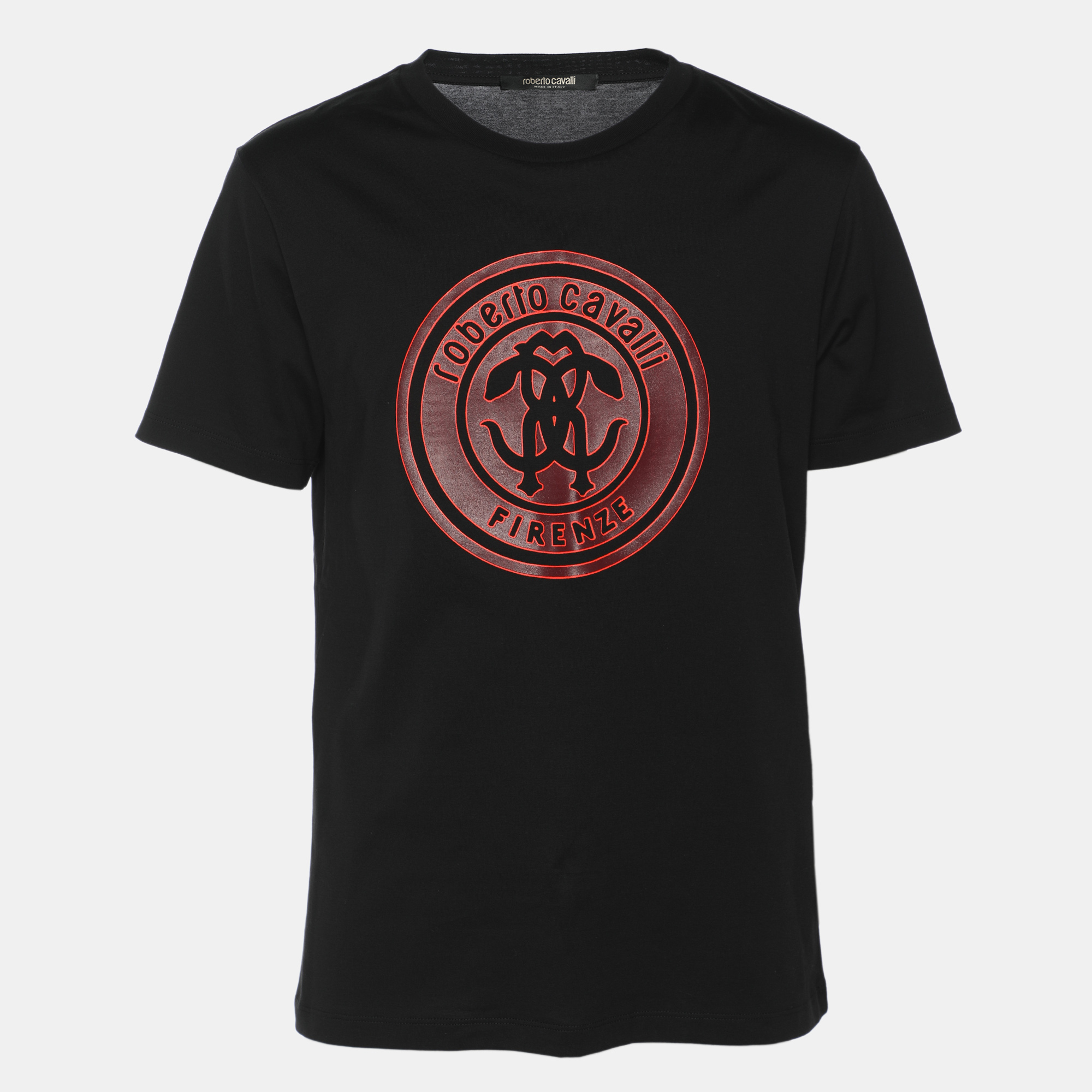 Robert Cavalli Black Jersey Logo Print T-Shirt M, Shirts & Tops - Luxury Closet