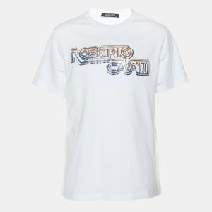 Robert Cavalli White Jersey Logo Print T-Shirt L, Shirts & Tops - Luxury Closet