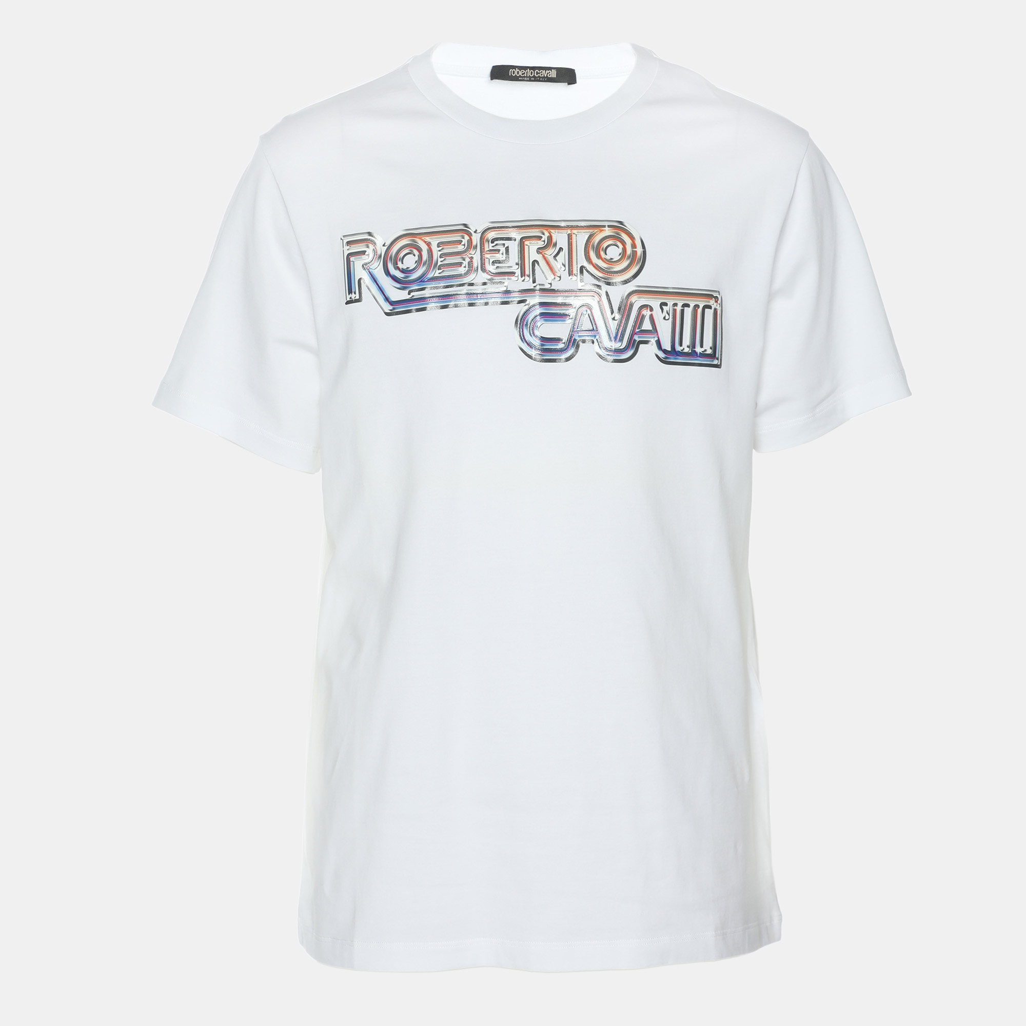 Robert Cavalli White Jersey Logo Print T-Shirt L, Shirts & Tops - Luxury Closet