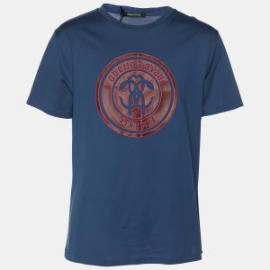 Robert Cavalli Blue Jersey Logo T-Shirt L, Shirts & Tops - Luxury Closet