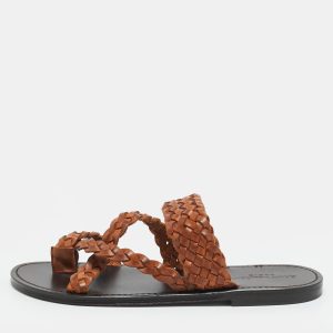Saint Laurent Neil 05 Size 43 Brown Woven Leather Slide Sandals, Sandals - Luxury Closet