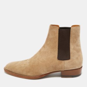 Saint Laurent Wyatt Size 43 Beige Suede Ankle Length Boots, Dress Boots - Luxury Closet