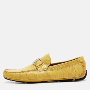 Salvatore Ferragamo Sardegna Size 44.5 Yellow Lizard Leather Loafers, Loafers & Slip-Ons - Luxury Closet