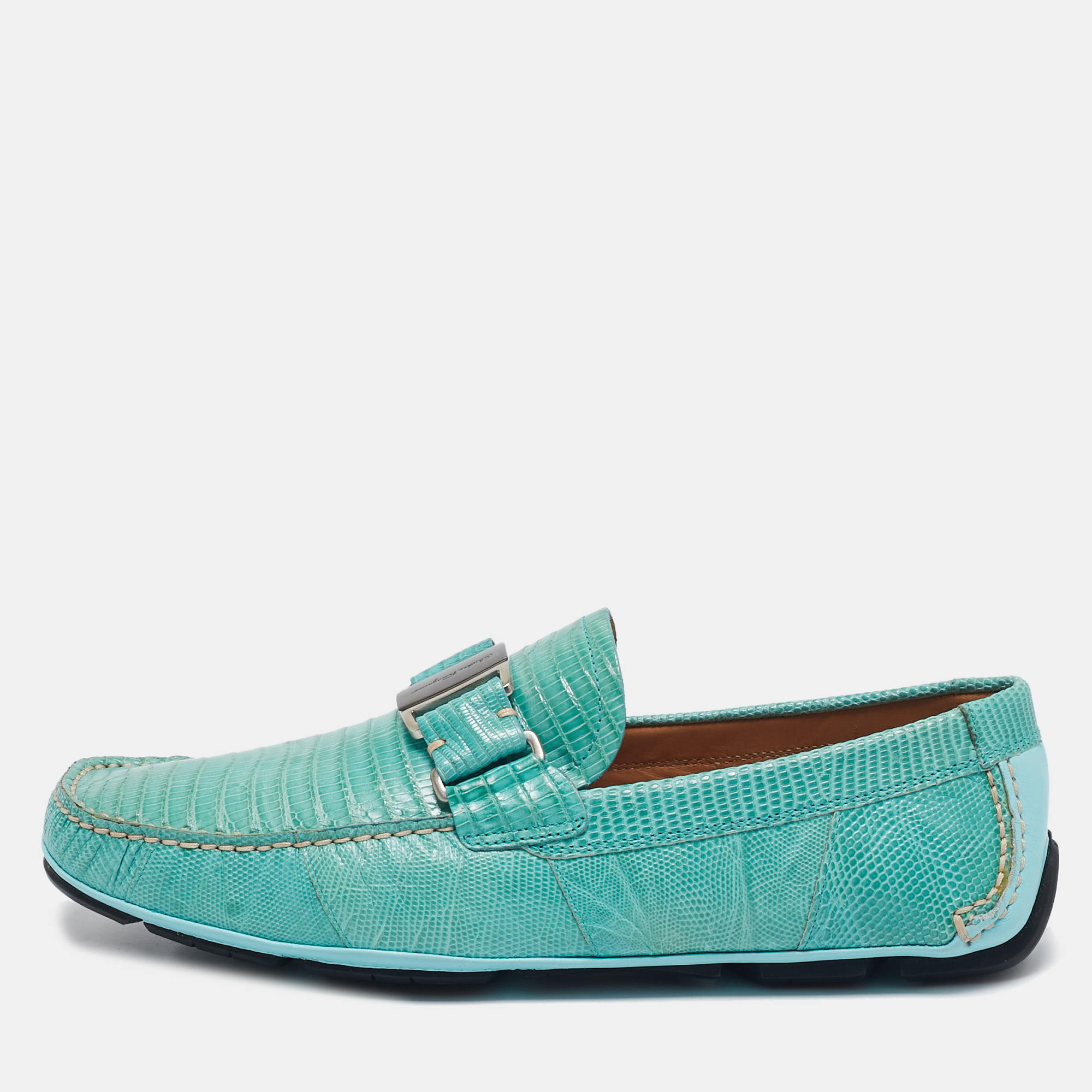 Salvatore Ferragamo Aqua Green Lizard Sardegna Loafers Size 41, Loafers & Slip-Ons - Luxury Closet