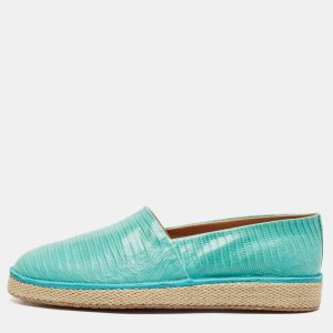 Salvatore Ferragamo Turquoise Lizard Lampedusa Espadrilles Size 44.5, Shoes - Luxury Closet