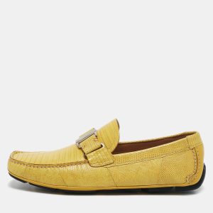 Salvatore Ferragamo Yellow Lizard Leather Sardegna Loafers Size 41.5, Loafers & Slip-Ons - Luxury Closet