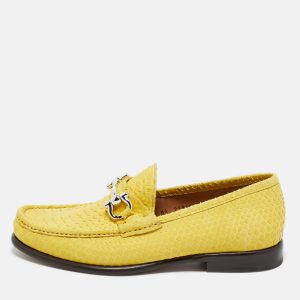 Salvatore Ferragamo Yellow Python Leather Mason Loafers Size 41, Loafers & Slip-Ons - Luxury Closet