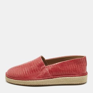 Salvatore Ferragamo Lampedusa Size 42 Red Lizard Leather Slip On Espadrille, Shoes - Luxury Closet