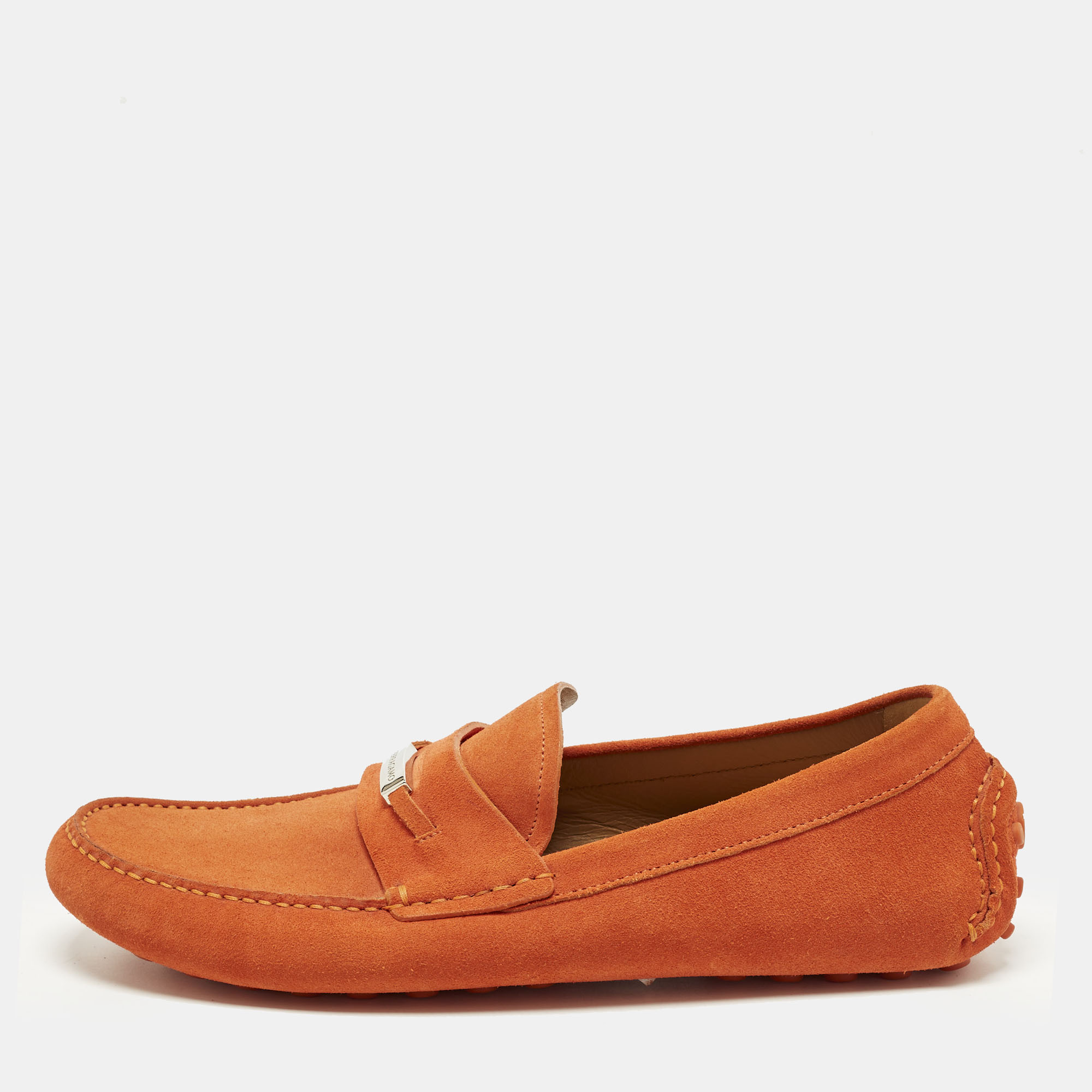 Salvatore Ferragamo Grenoble Size 42.5 Orange Suede Driver Loafers, Loafers & Slip-Ons - Luxury Closet