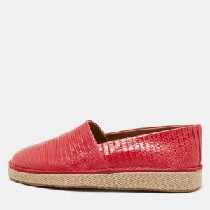 Salvatore Ferragamo Red Lizard Leather Slip On Espadrille Size 42, Shoes - Luxury Closet