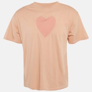 Sandro Pink Peach Pink Heart Jersey Crewneck T-Shirt XL, Shirts & Tops - Luxury Closet