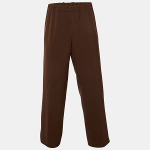 Sandro Brown Stretch Crepe Trousers L, Pants - Luxury Closet