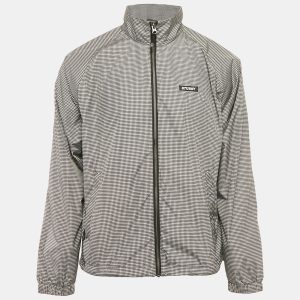 Stussy Black Houndstooth Synthetic Windbreaker Zip-Up Jacket M, Coats & Jackets - Luxury Closet