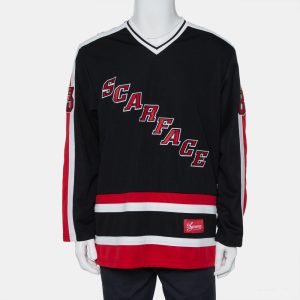 Supreme Black Scarface Embroidered Synthetic Paneled Hockey Jersey L, Shirts & Tops - Luxury Closet