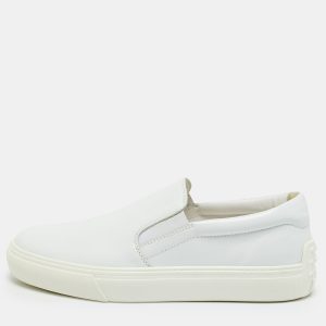 Tod's White Leather Slip On Sneakers Size 41.5, Shoes - Luxury Closet