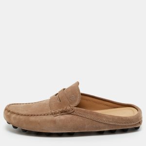 Tod's Brown Suede Gommini Mules Size 40.5, Sandals - Luxury Closet