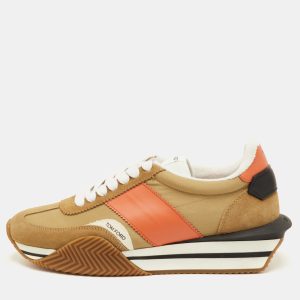 Tom Ford James Size 42 Brown/Orange Canvas and Suede Low Top Sneakers, Shoes - Luxury Closet