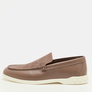 Valentino Rockstud Size 42.5 Clay Brown Signature Canvas and Leather Slip On Loafers, Loafers & Slip-Ons - Luxury Closet