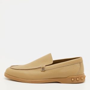 Valentino Rockstud Size 42.5 Desert Brown Leather Slip On Loafers, Loafers & Slip-Ons - Luxury Closet