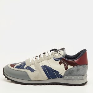 Valentino Rockrunner Size 41.5 Multicolor Camouflage Canvas, Leather and Suede Sneakers, Shoes - Luxury Closet
