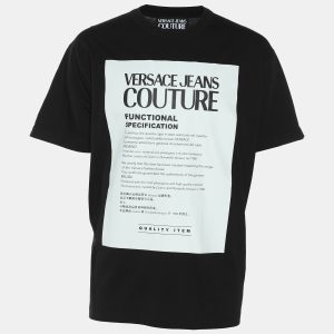 Versace Jeans Couture Black Cotton Printed T-Shirt L, Shirts & Tops - Luxury Closet