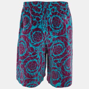 Versace Purple/Turquoise Baroque Jacquard Velvet Shorts XL, Clothing - Luxury Closet