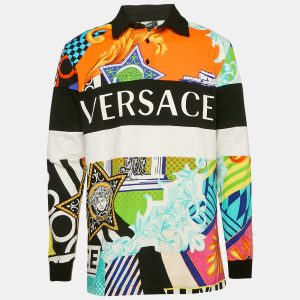 Versace Multicolor Miami Print Cotton Patch Detail Mitchel Polo T-Shirt M, Shirts & Tops - Luxury Closet