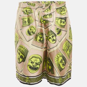 Versace Green Silk Le Maschere College Fit Shorts XL, Clothing - Luxury Closet