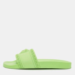 Versace Neon Green Rubber Palazzo Pool Slides Size 46, Sandals - Luxury Closet