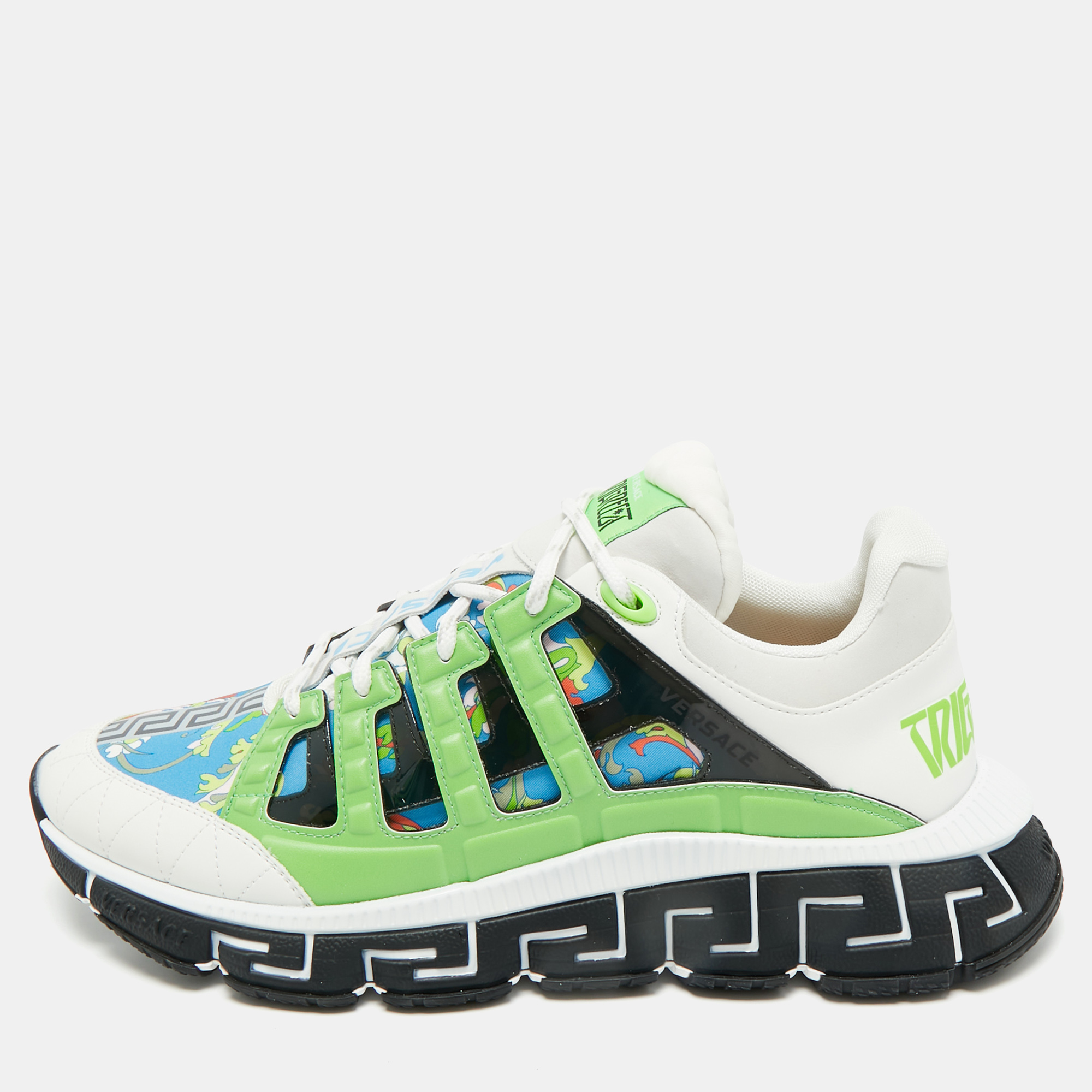 Versace Multicolor Canvas and Leather Trigreca Sneakers Size 46, Shoes - Luxury Closet